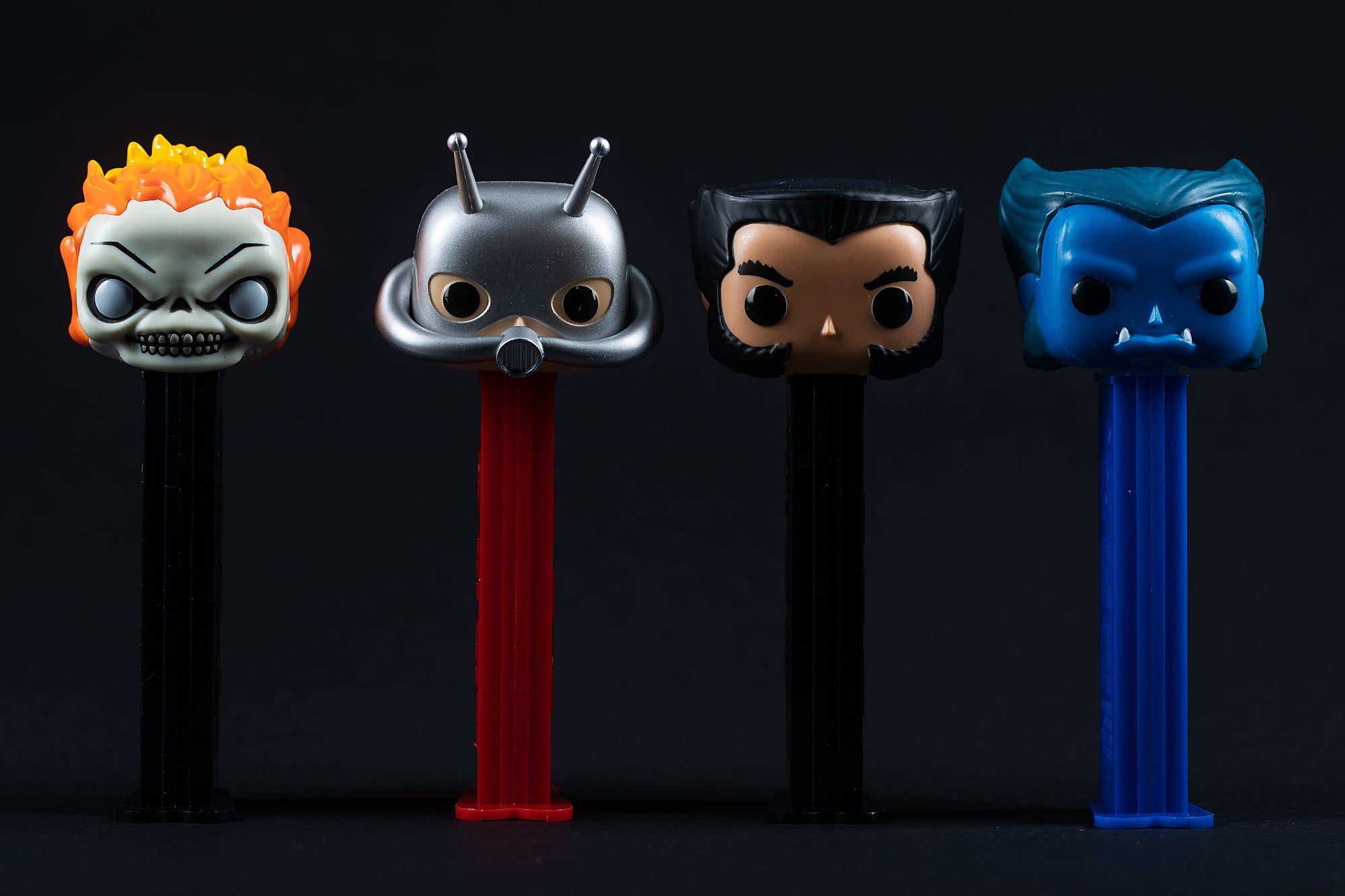 An image of Pez dispensers with Marvel collectible heads.