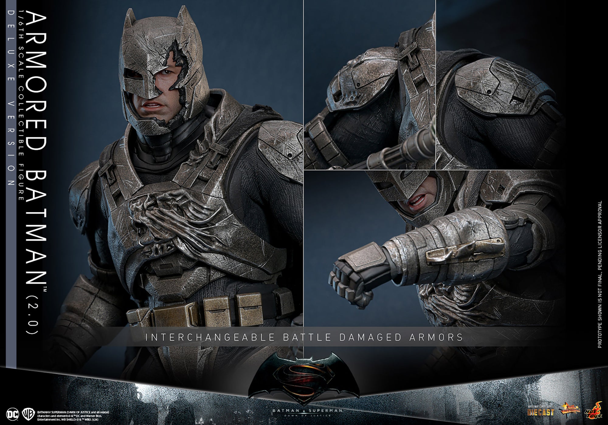 BvS Dawn of Justice Armored Batman 2.0 Deluxe 1/6 Scale Figure MMS743D6