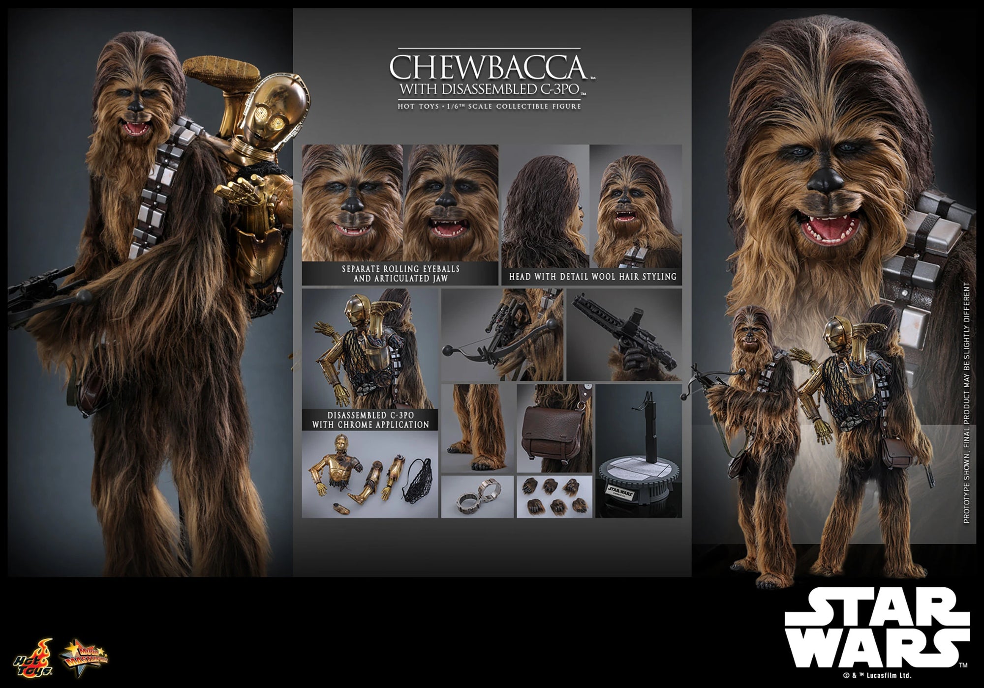 Star Wars Chewbacca with Disassembled C-3PO™ Sixth Scale Figure - Collectors Row Inc.