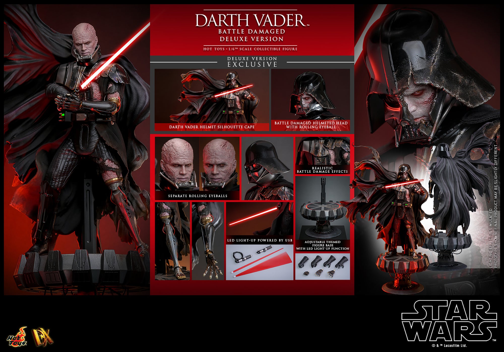 Star Wars Darth Vader DX45 Battle Damaged Deluxe Version ⅙ Scale Figure - Collectors Row Inc.