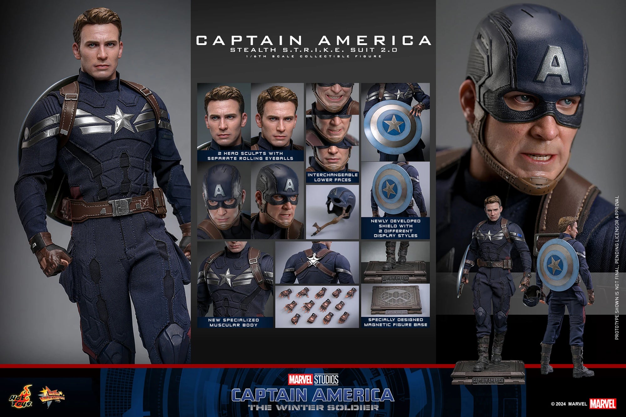 Captain America 1/6 Figure Stealth Strike Suit 2.0 MMS783 - Collectors Row Inc.
