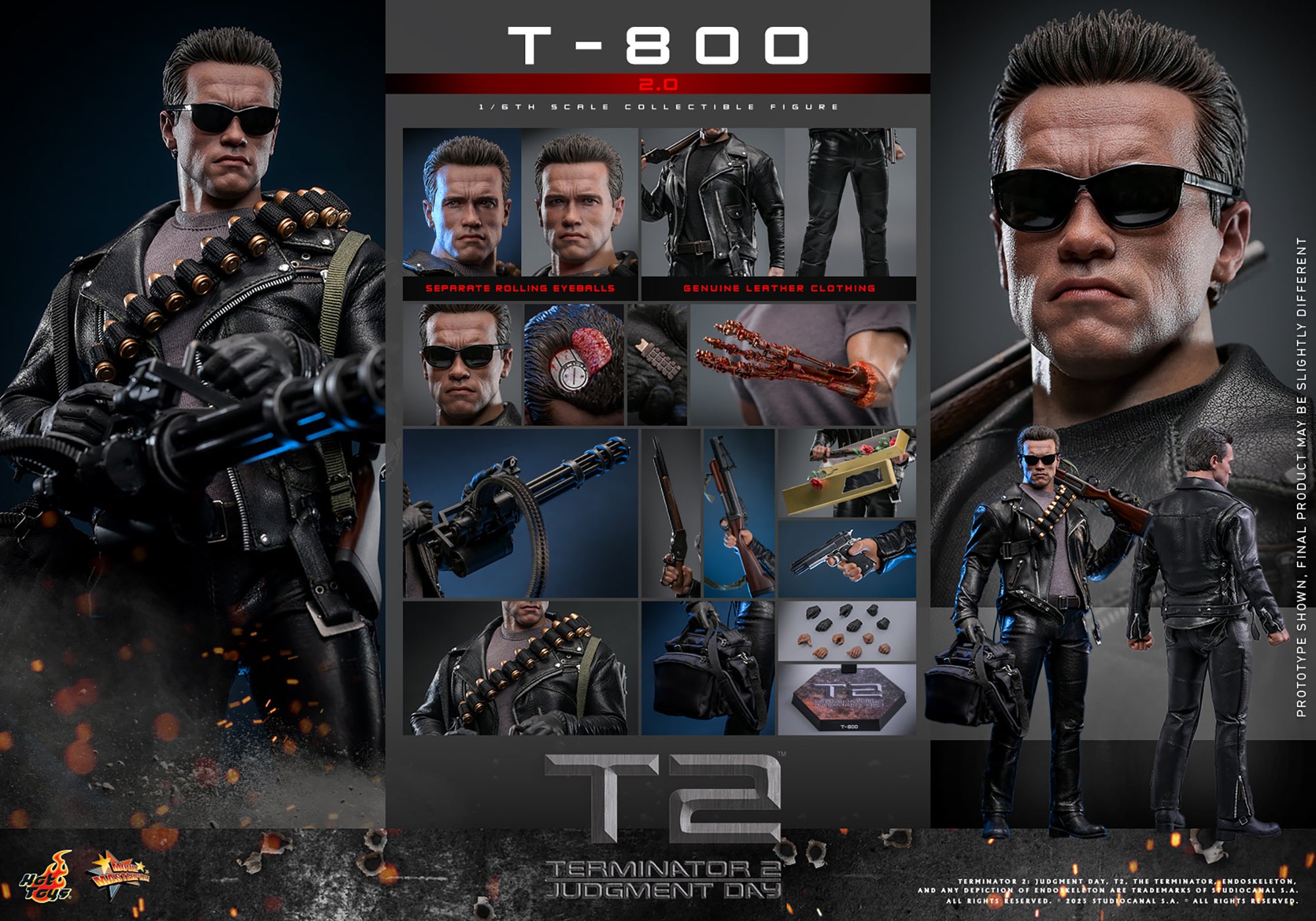 Terminator 2 Judgment Day T-800 2.0 Version 1/6 Figure MMS795 - Collectors Row Inc.