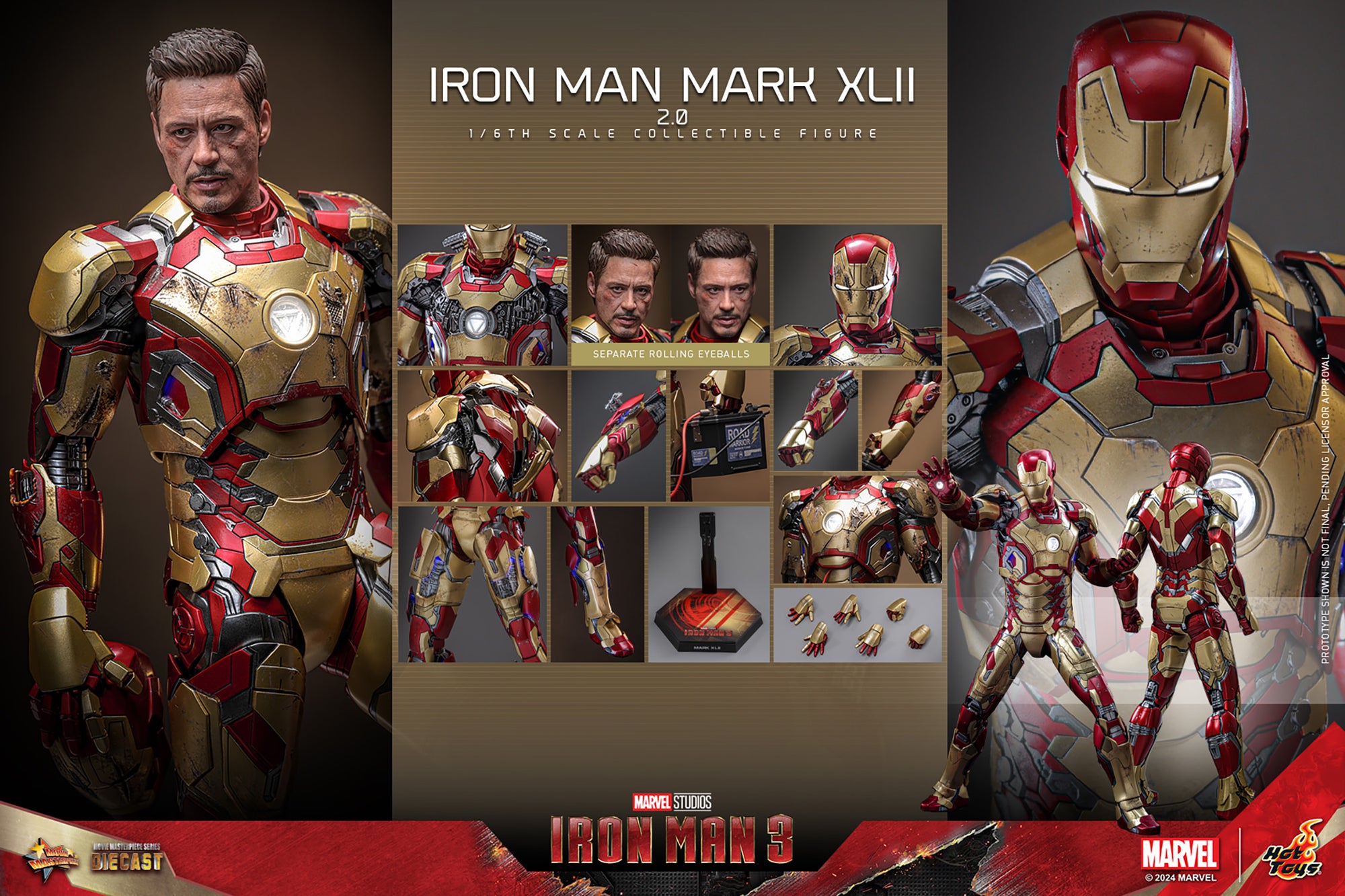 Iron Man 3 Mark XLII 2.0 1/6 Scale Marvel Figure MMS758D65