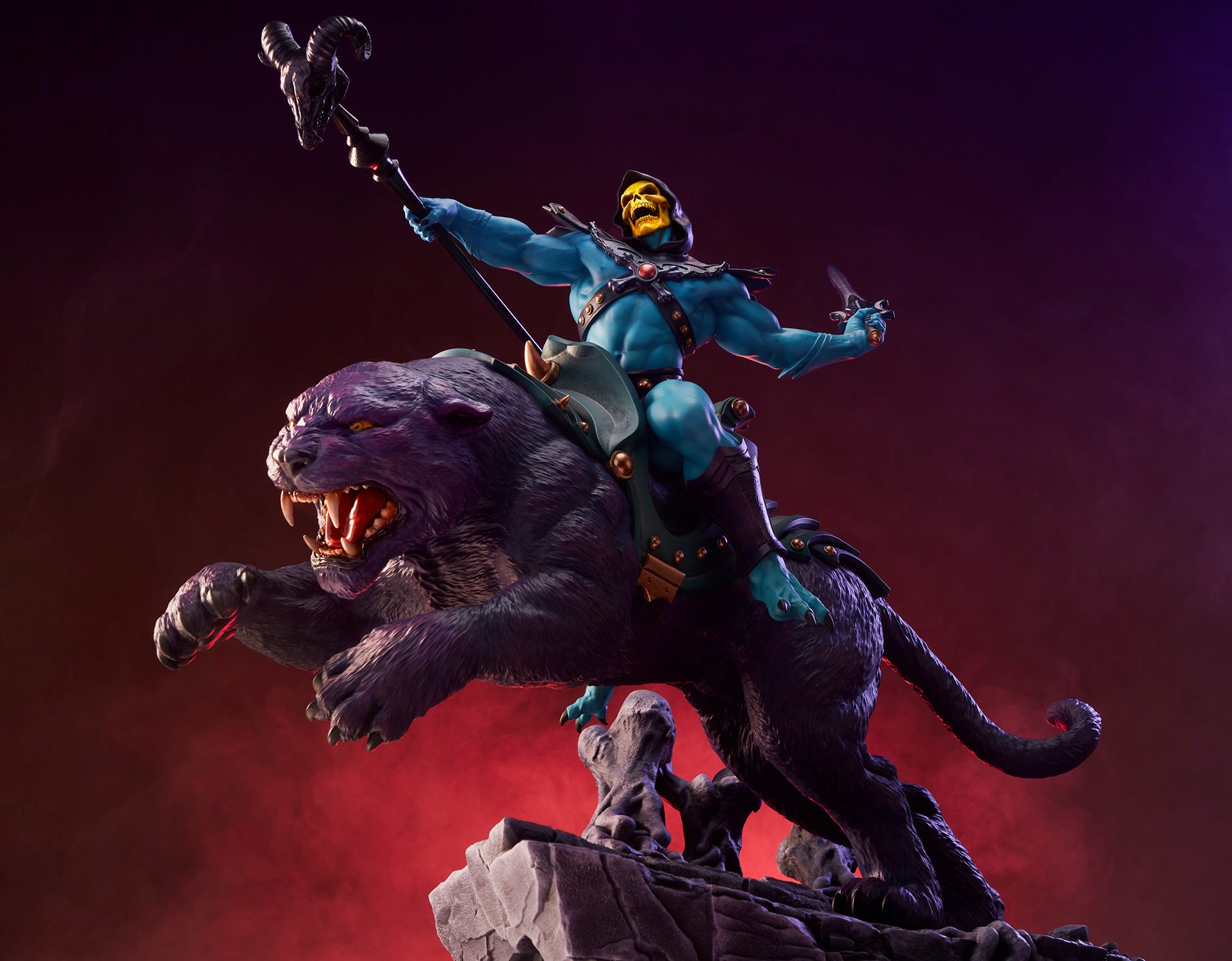Skeletor &amp; Panther Masters of the Universe Deluxe 1/6 Scale Maquette