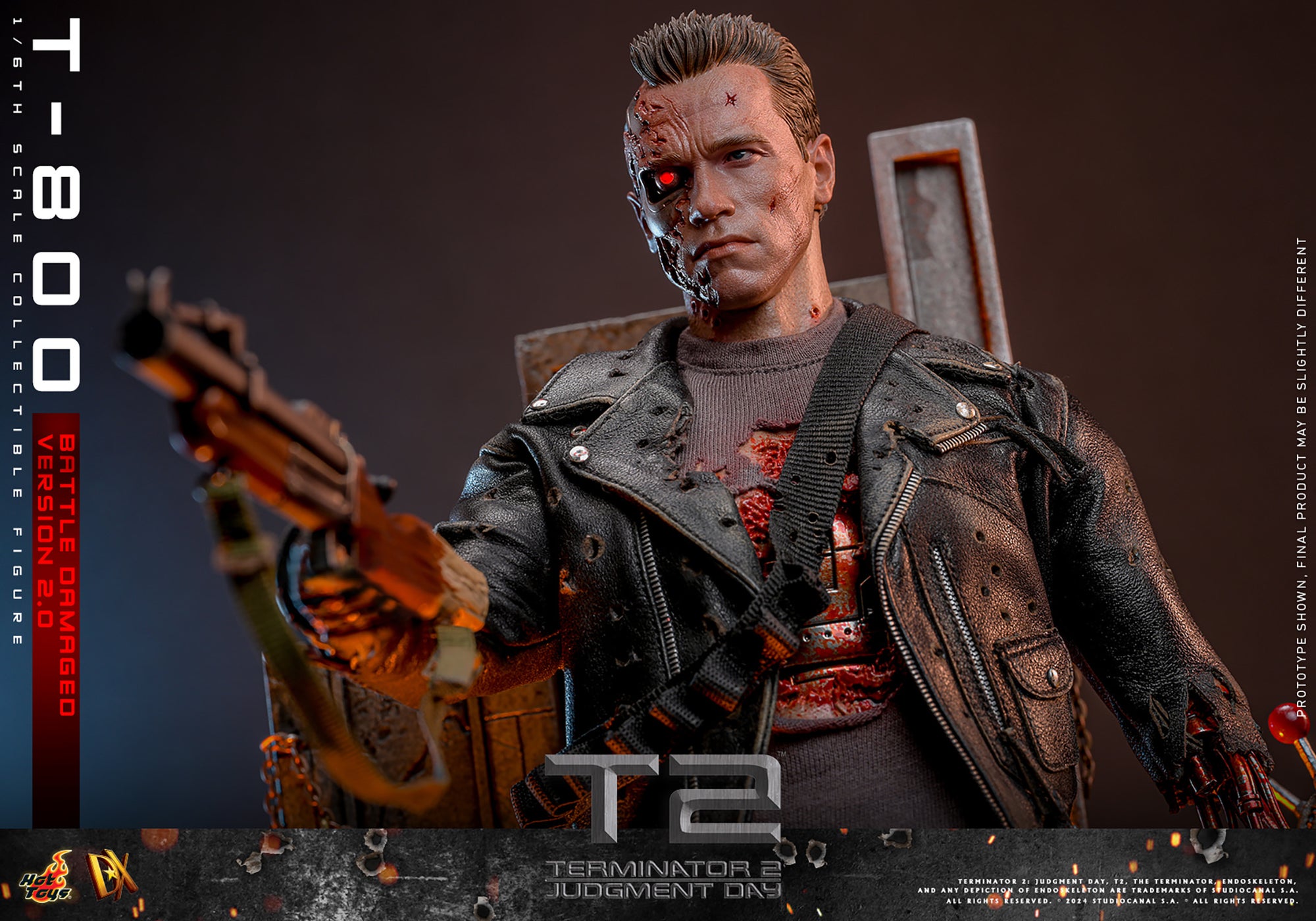 Terminator 2 Judgement Day T-800 Battle Damaged 2.0 1/6 Figure DX46 - Collectors Row Inc.