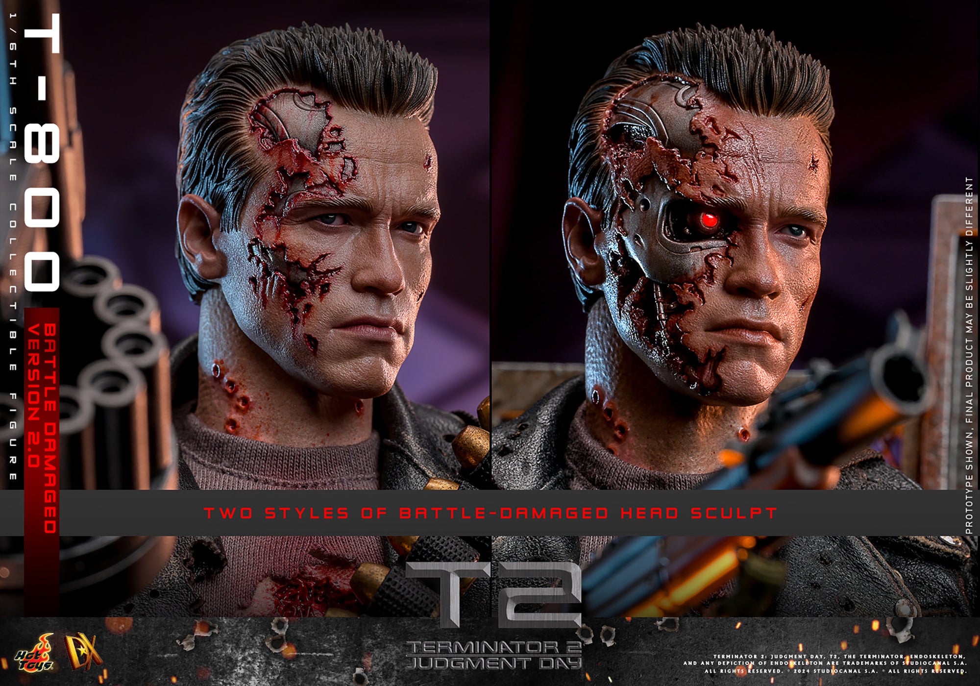 Terminator 2 Judgement Day T-800 Battle Damaged 2.0 1/6 Figure DX46 - Collectors Row Inc.
