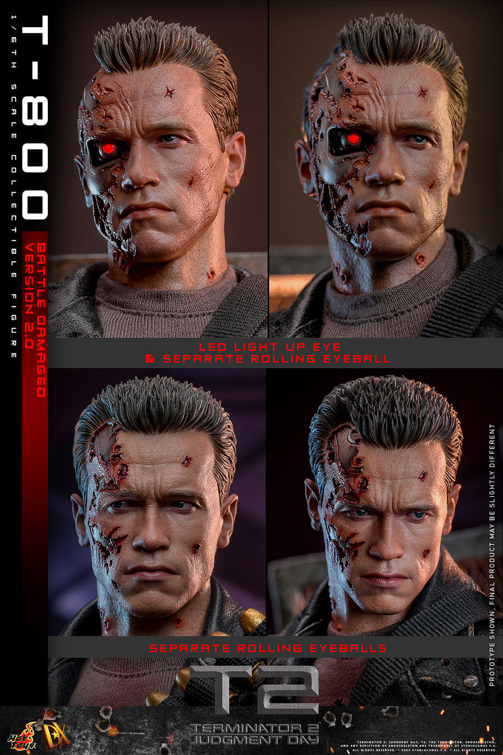 Terminator 2 Judgement Day T-800 Battle Damaged 2.0 1/6 Figure DX46 - Collectors Row Inc.