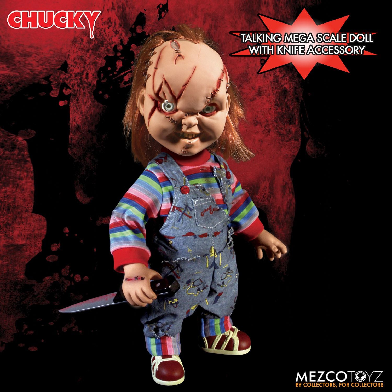 Mezco Toyz Chucky Child's Play Talking Mega Scale Action Figure, 15" - Collectors Row Inc.