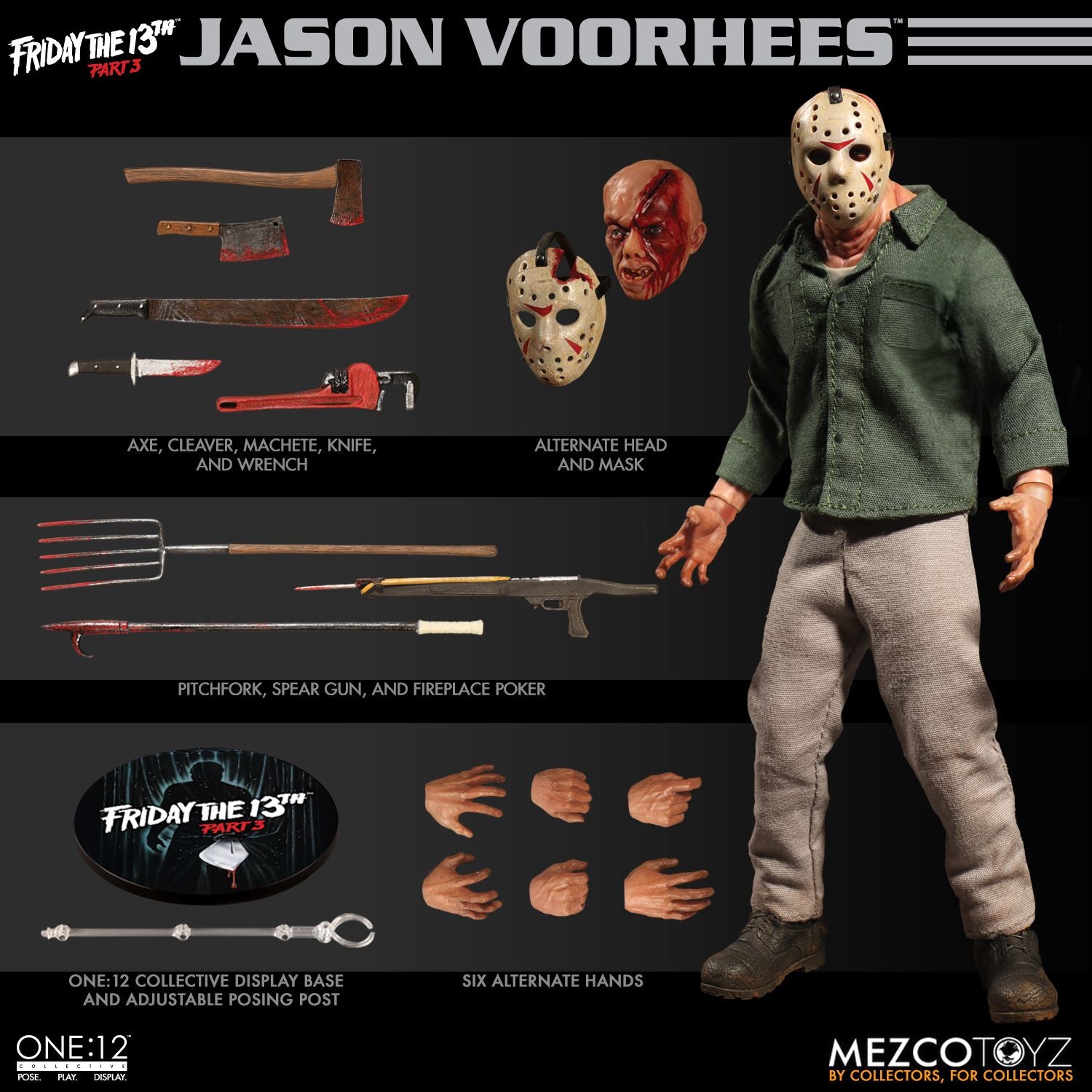 Jason Voorhees Mezco Toys One:12 Friday The 13th Part 3 Action Figure - Collectors Row Inc.