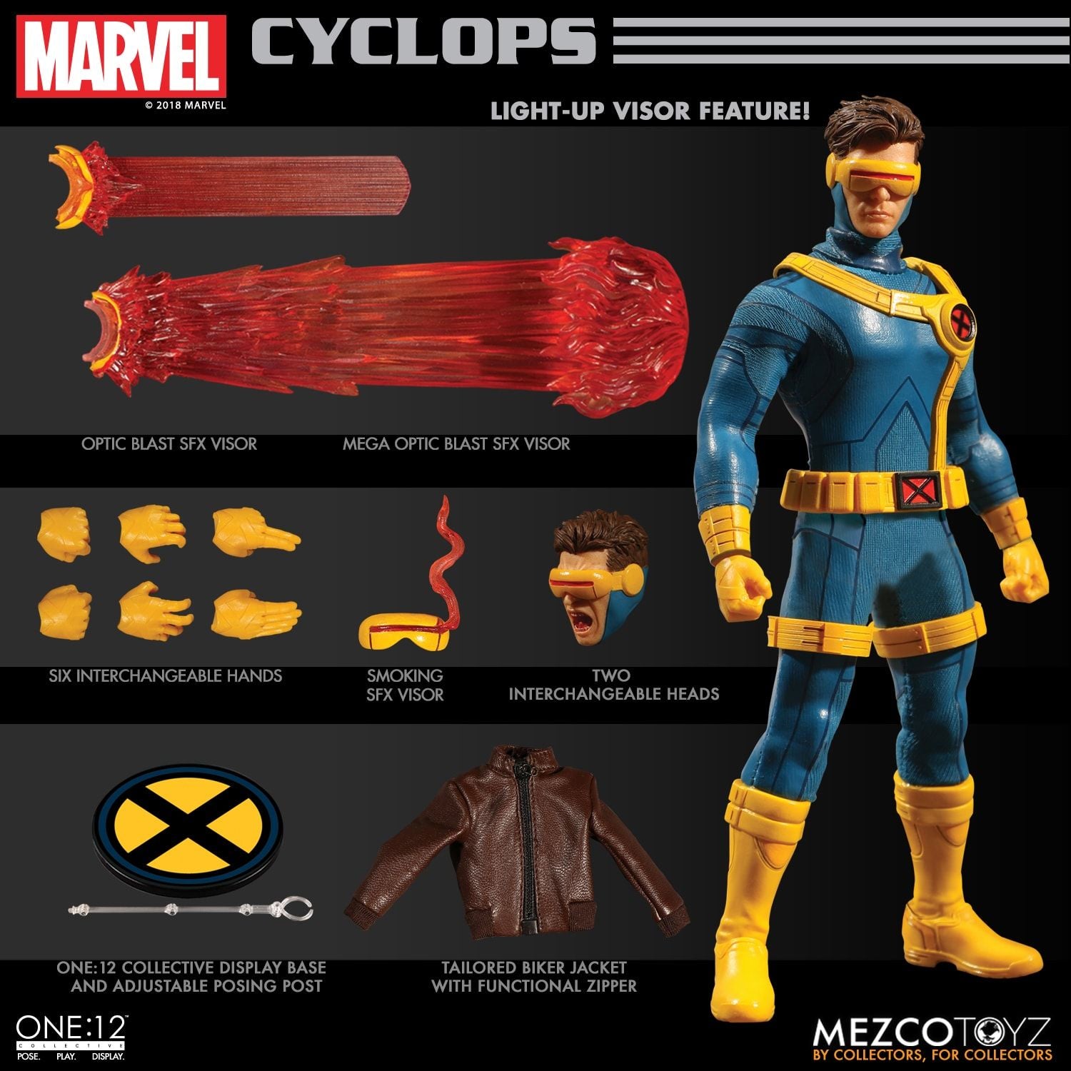 Mezco X-Men Cyclops Light Up One: 12 Collective: Marvel Action Figure - Collectors Row Inc.