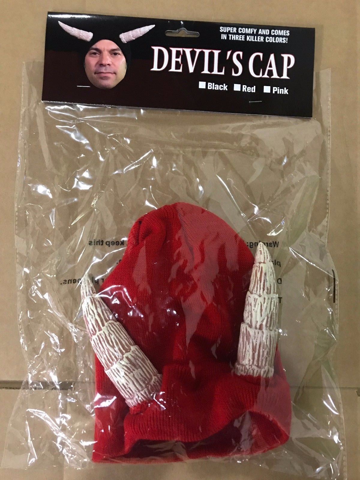 The Devils Cap Halloween Horned Beanie Hat RED by Trick or Treat Studios - Collectors Row Inc.