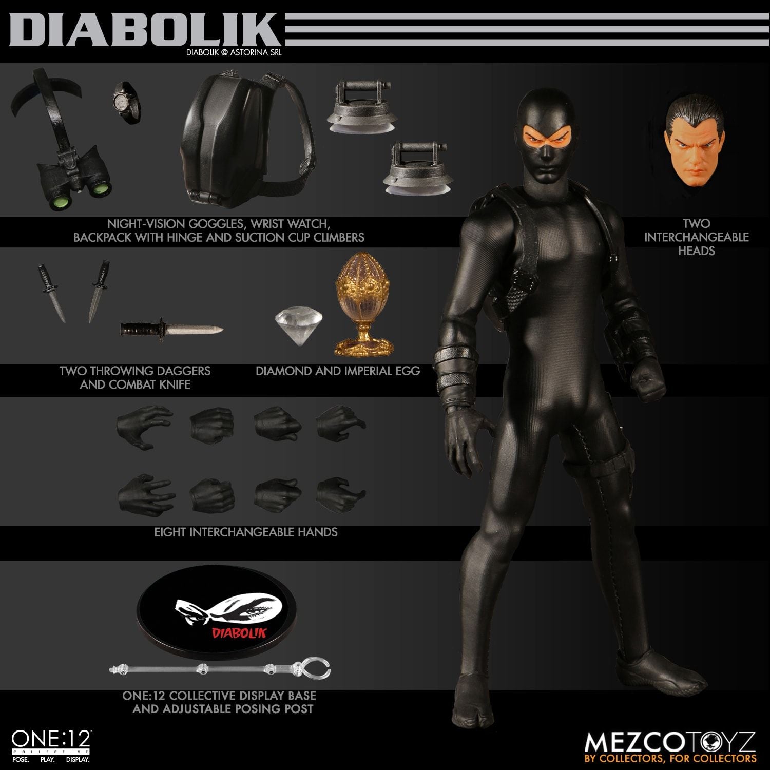Mezco One:12 Collective Diabolik Action Figure Fumetti Neri Comics - Collectors Row Inc.
