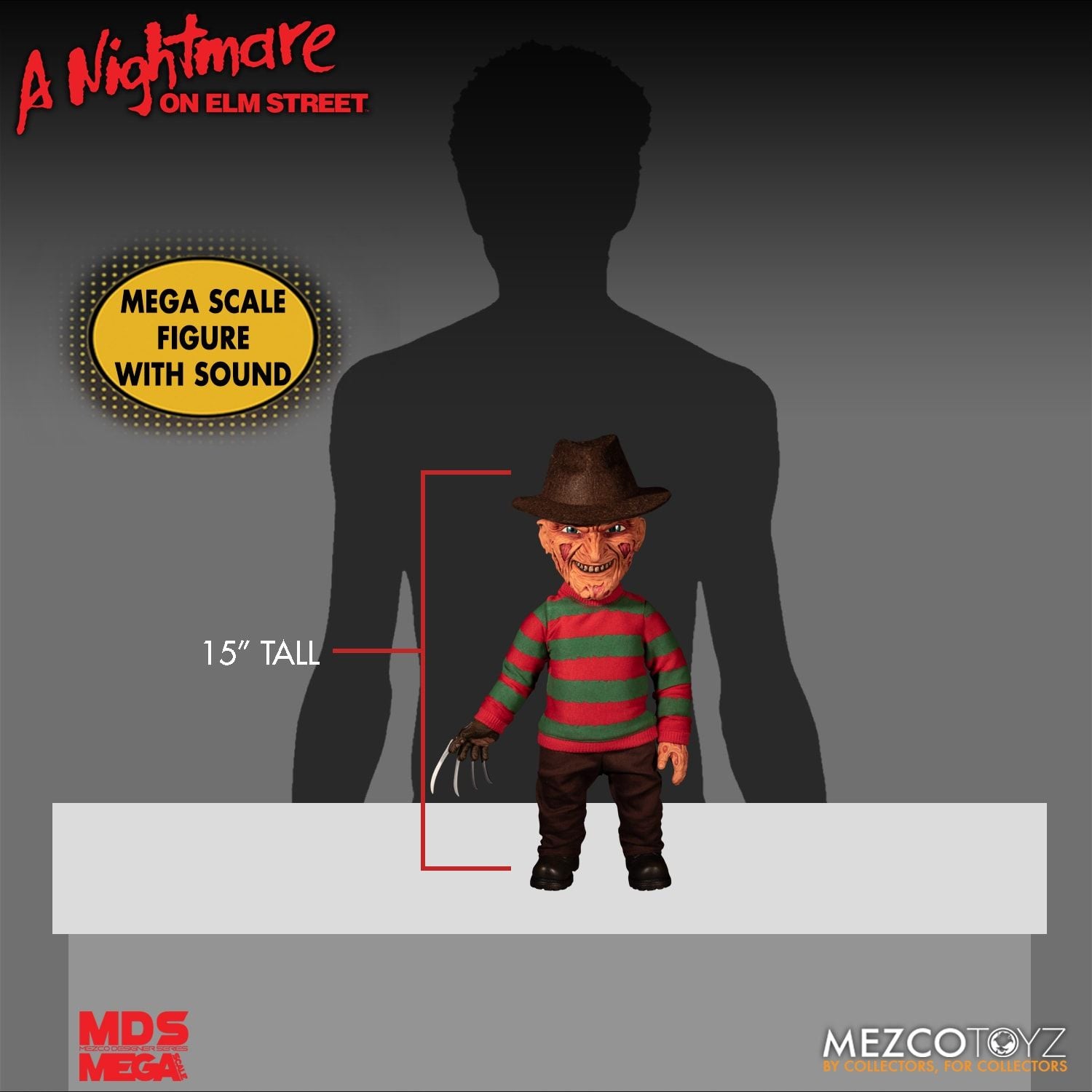 Mezco Freddy Krueger A Nightmare on Elm Street: 15&quot; Mega Scale Talking Figure - Collectors Row Inc.