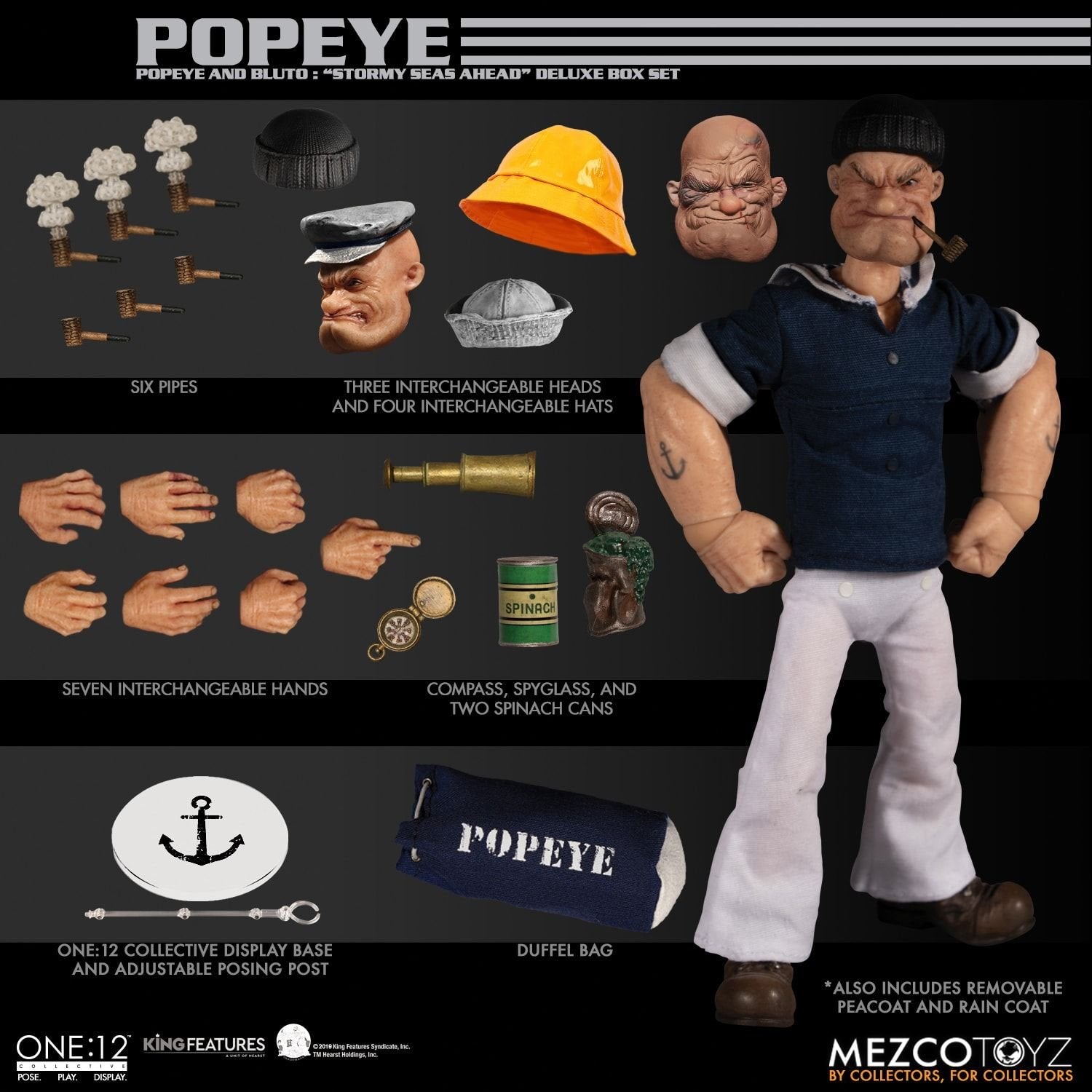 Mezco One:12 Popeye &amp; Bluto - Stormy Seas Ahead Deluxe Boxed Set - Collectors Row Inc.