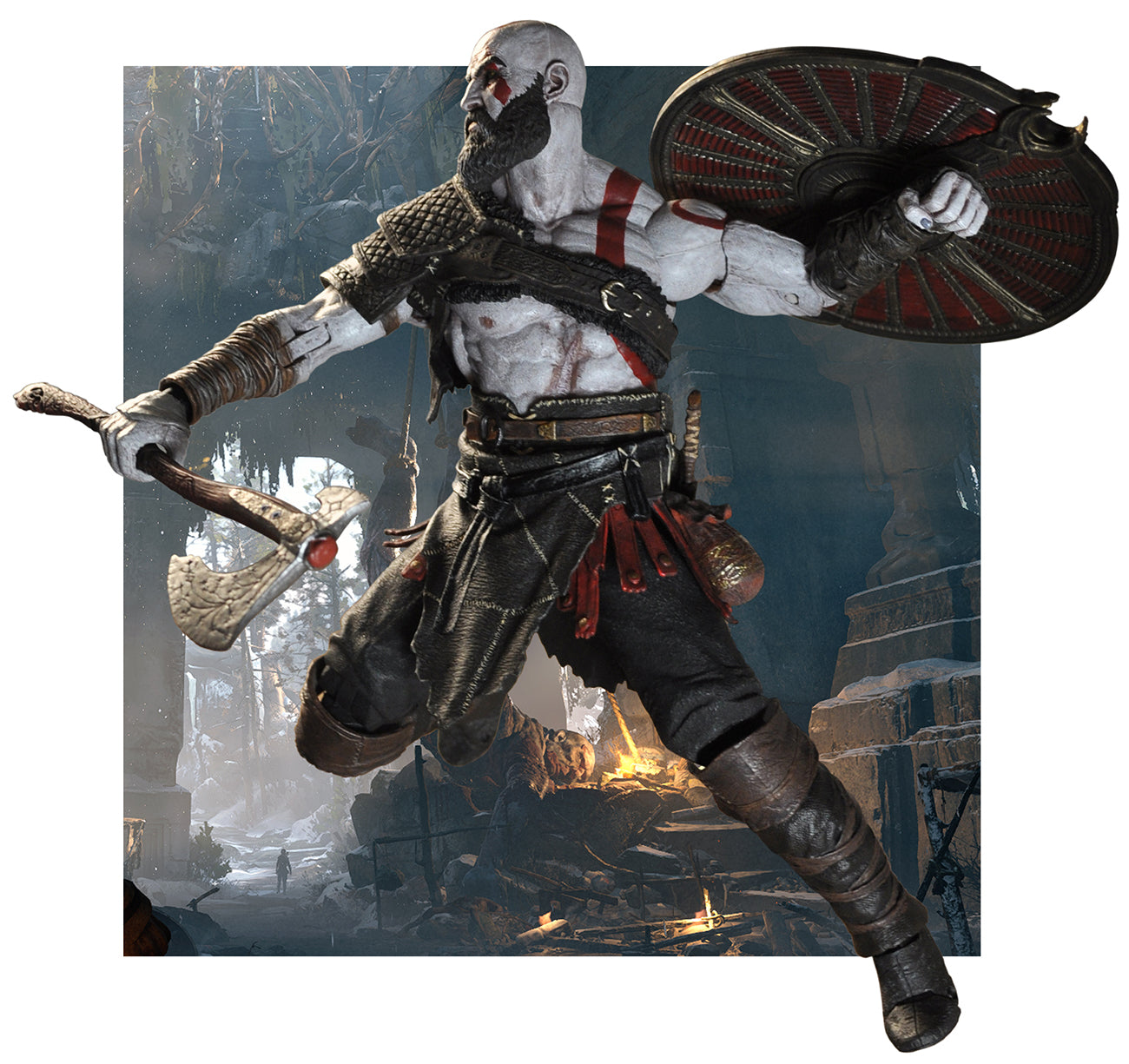 NECA God of War (2018): Kratos 7 Figure White, Red 49323 - Best Buy