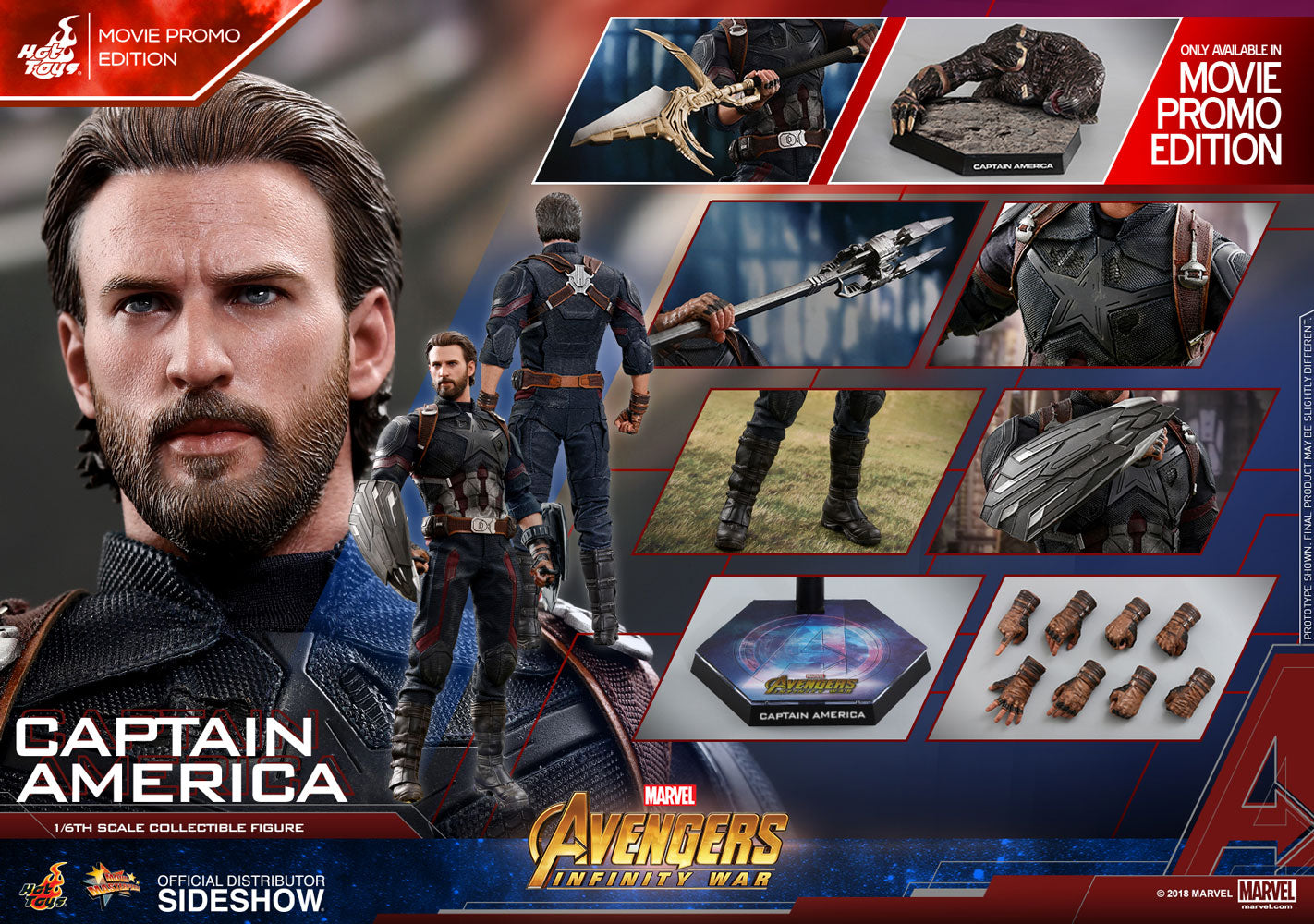 Hot Toys Captain America Movie Promo Edition Avengers Infinity War - Collectors Row Inc.