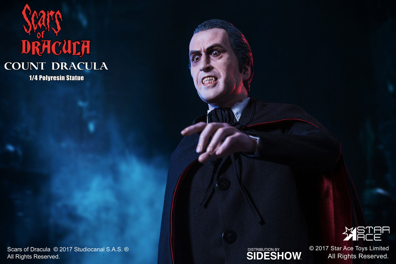 Count Dracula Christopher Lee 1/4 Scale Statue Scars of Dracula Superb Scale - Collectors Row Inc.