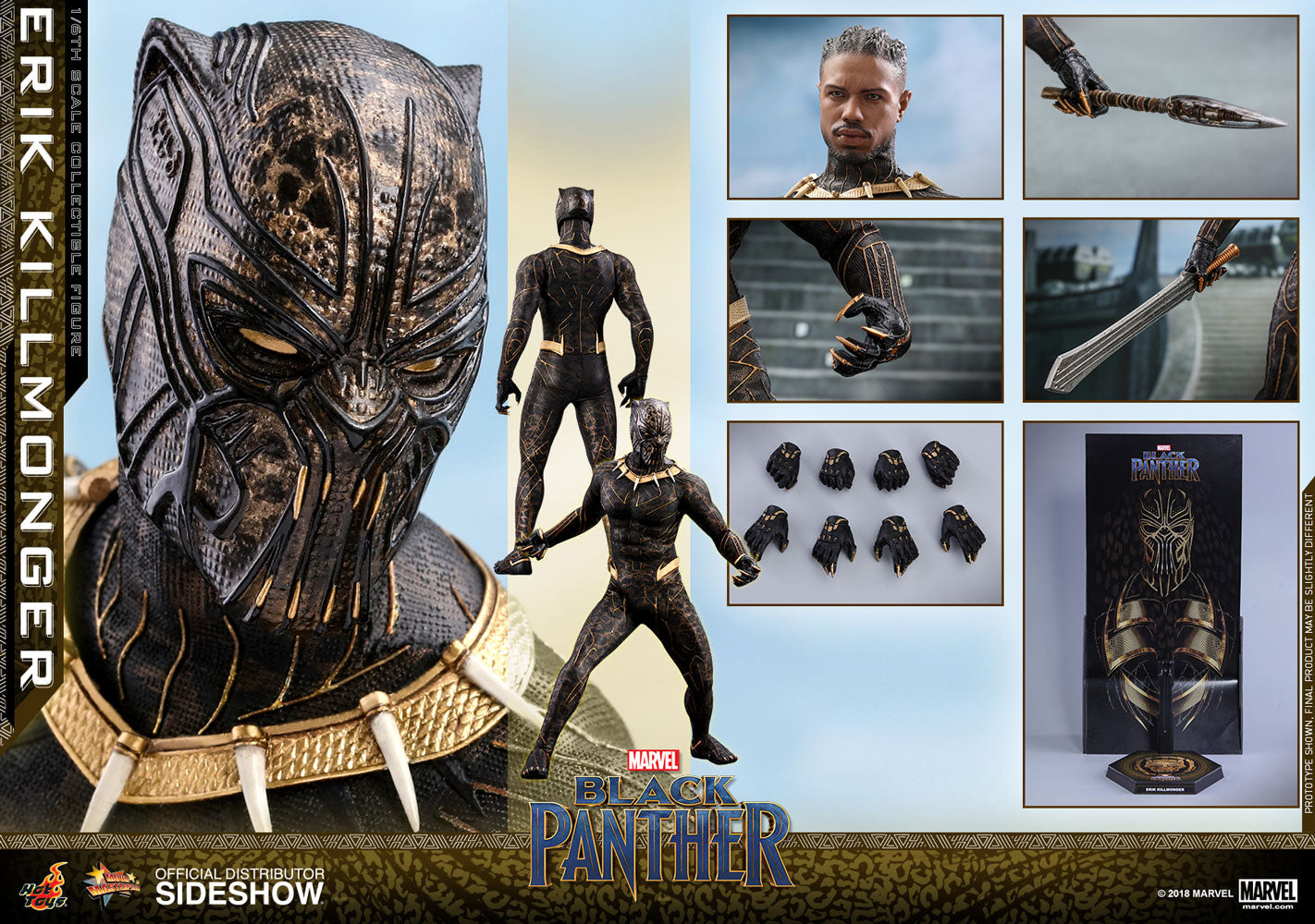 Hot Toys Black Panther Erik Killmonger Sixth Scale Figure - Collectors Row Inc.