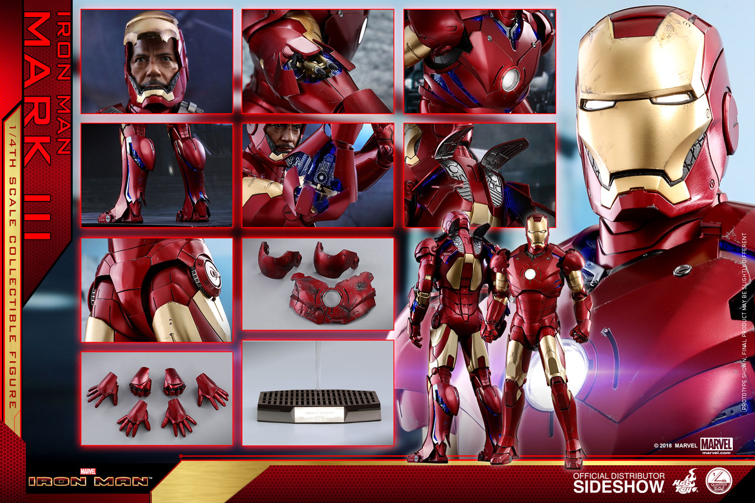 Hot Toys Iron Man Mark III Regular Version Avengers Marvel 1/4 Scale Figure - Collectors Row Inc.