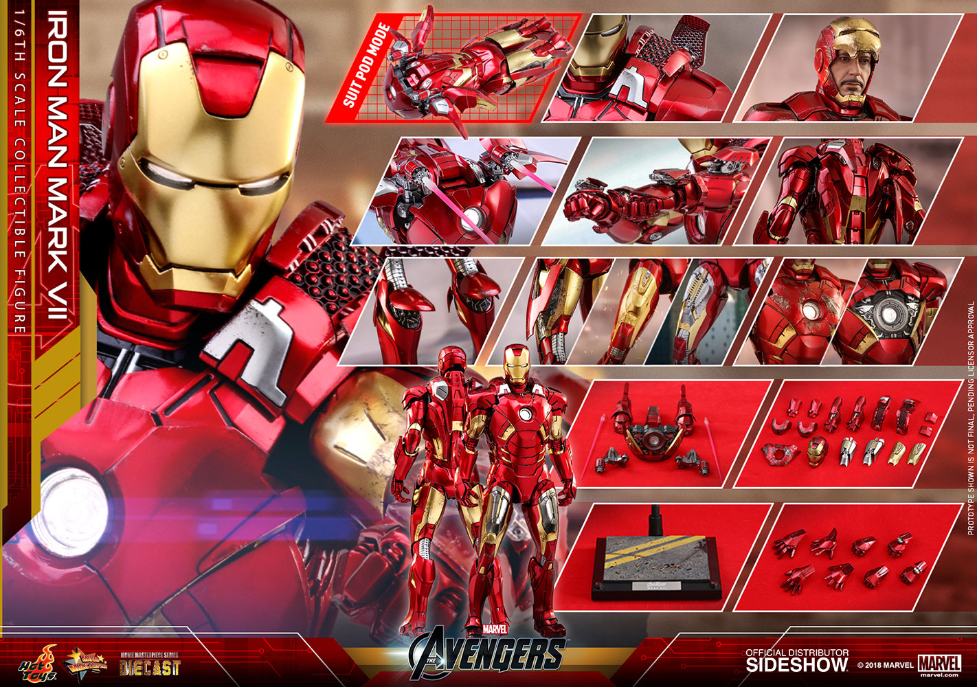Hot Toys Iron Man Mark VII Avengers Marvel Diecast 1/6 Scale Figure - Collectors Row Inc.