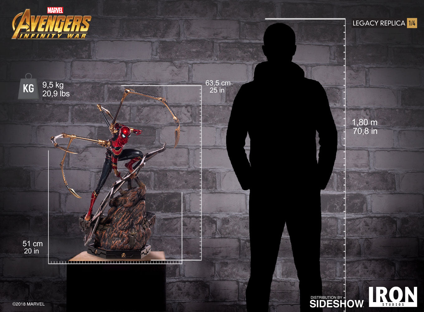 Iron Spider-Man Marvel Statue Avengers Infinity War Peter Parker by Iron Studios - Collectors Row Inc.