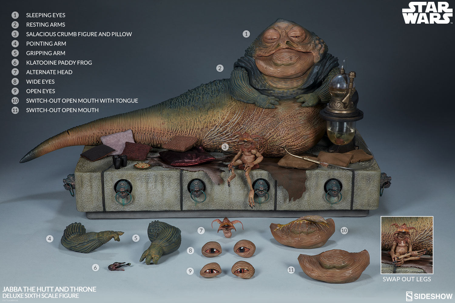 Sideshow Jabba the Hutt and Throne Deluxe Figure Statue Set - Collectors Row Inc.