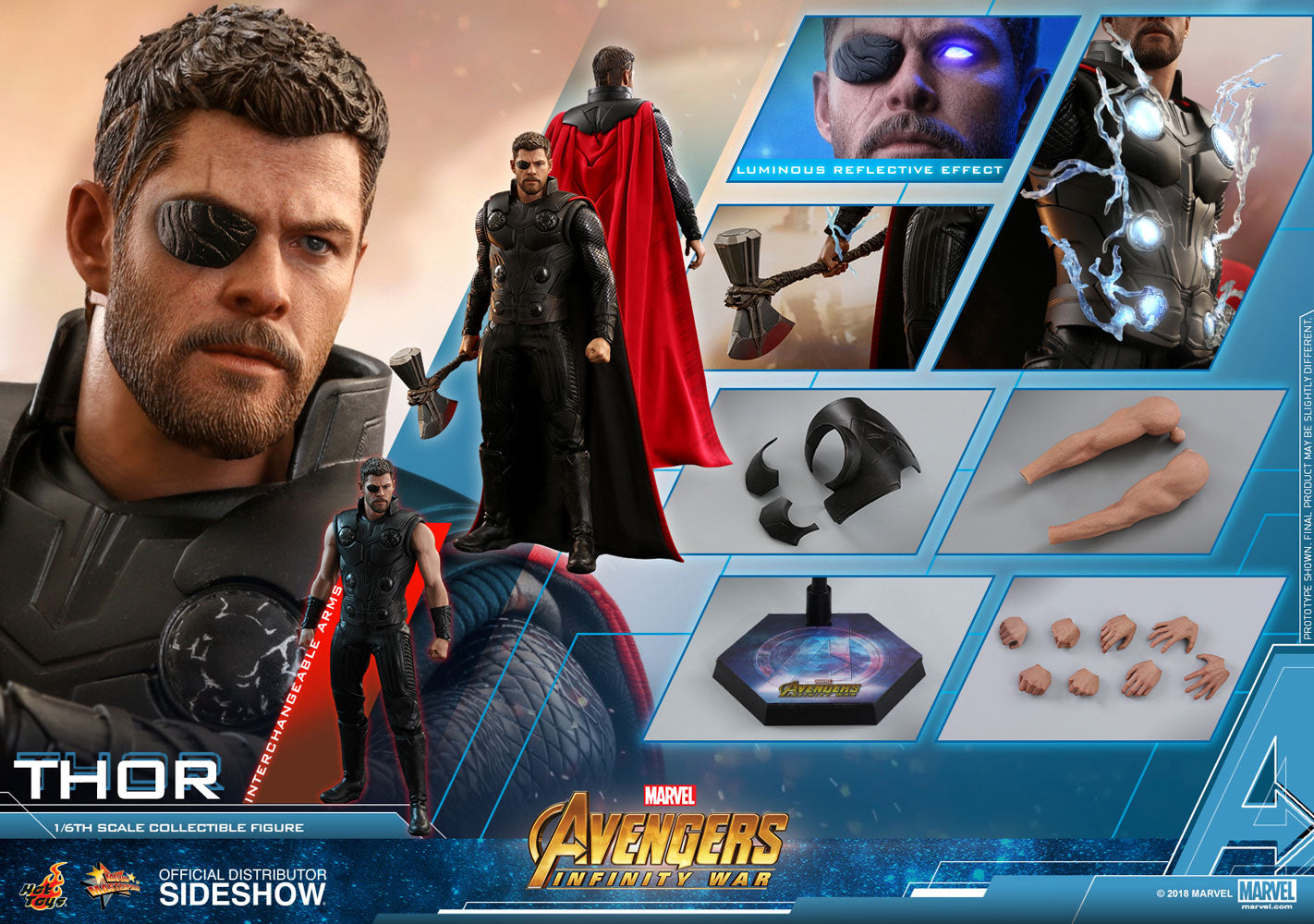 Hot Toys Thor Avengers: Infinity War - Movie Masterpiece Series - Sixth Scale Figure - Collectors Row Inc.