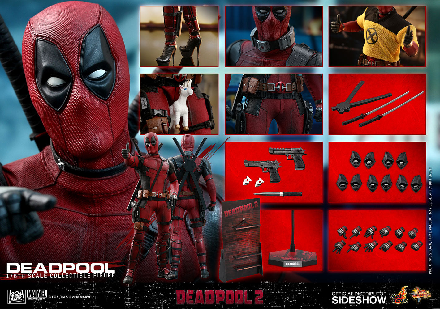 Hot Toys Deadpool 2 Marvel Comics 1/6 Scale 12" Action Figure - Collectors Row Inc.