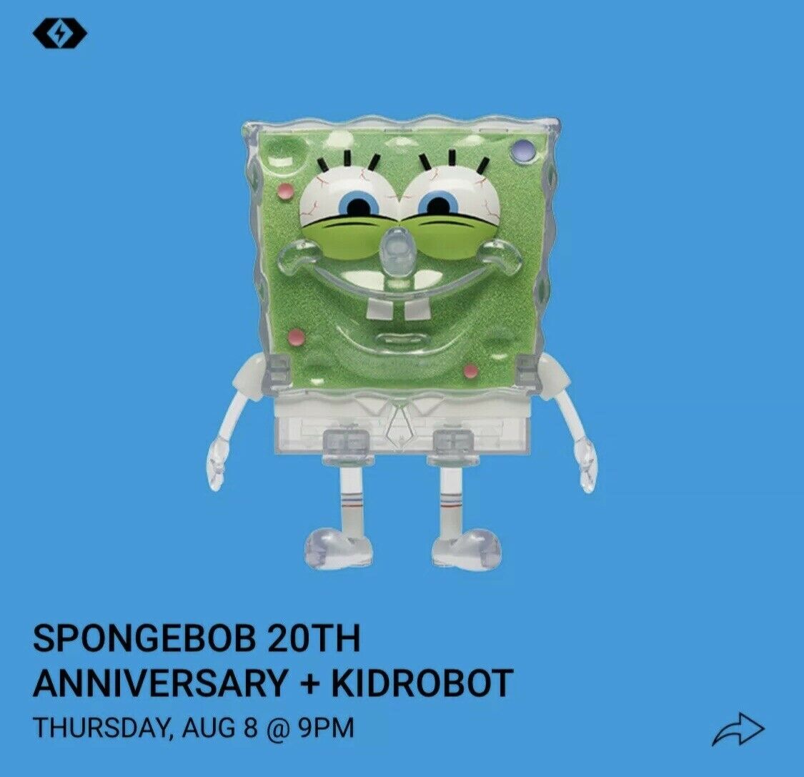 SpongeBob SquarePants Kidrobot x Nickelodeon Exclusive Shellebration GLOW IN THE DARK 8" Art Figure - Collectors Row Inc.