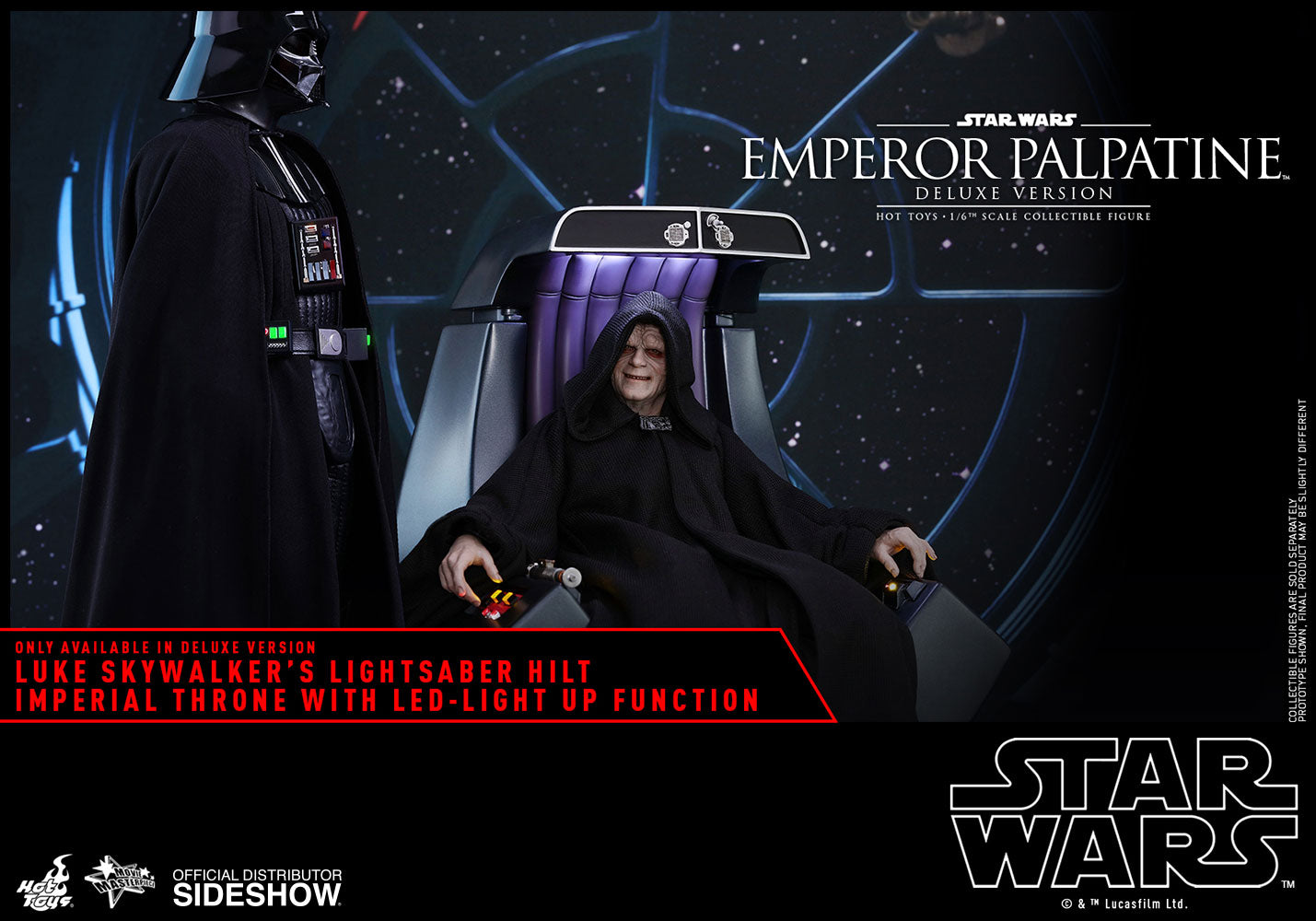 Hot Toys Emperor Palpatine Deluxe Version Episode VI: Return of the Jedi - Movie Masterpiece Series - Sixth Scale Figure - Collectors Row Inc.